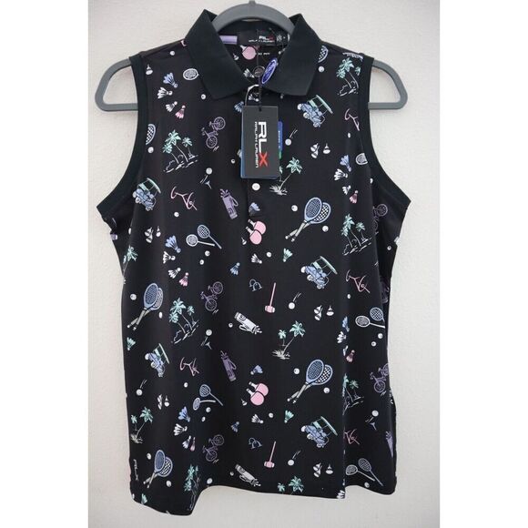 RLX Ralph Lauren Women's Sz M Black Tailored Fit Performance Sleeveless Polo - Picture 1 of 11